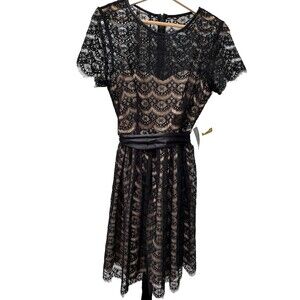 NWT Morgan McFeeters Sz 8 Fit & Flare Lace Cutout Poly/Silk Black Whimsygoth